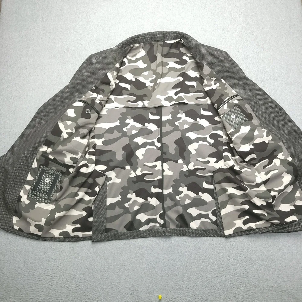 Hammer Made Sport Coat Mens 42 Gray Geometric‎ Camo Lining Stretch Double Vent